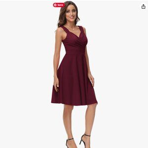 Sleeveless Wrap V-Neck A-line Cocktail Party Dress